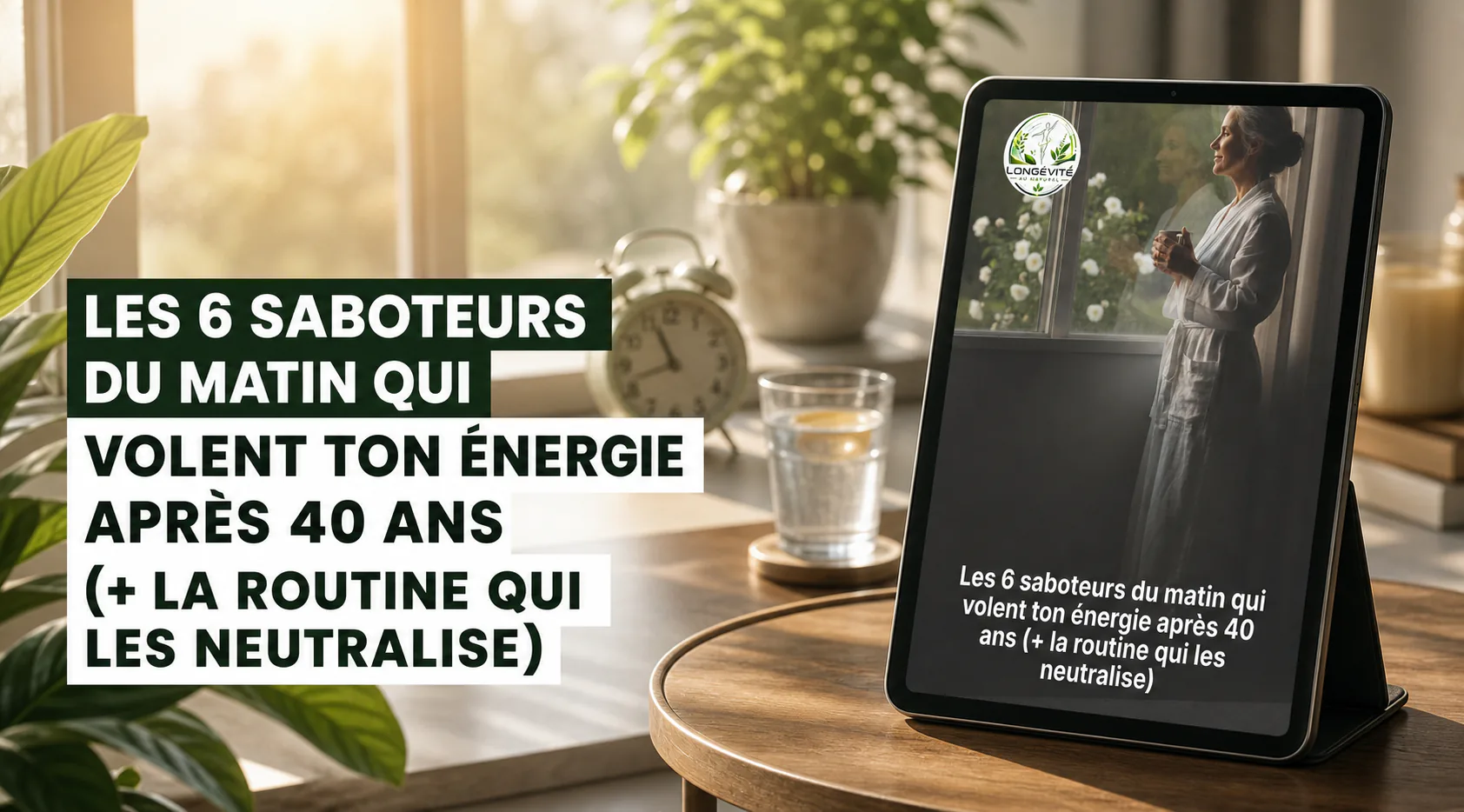 Présentation du guide Les 6 saboteurs du matin qui volent ton énergie après 40 ans (+ la routine qui les neutralise)