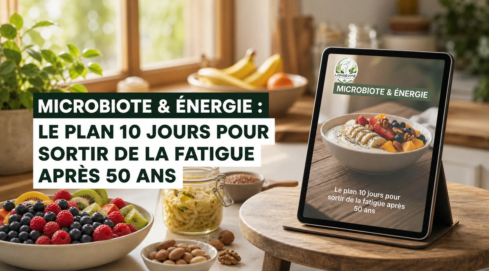 Présentation du guide Microbiote & Énergie : Le plan 10 jours pour sortir de la fatigue après 50 ans