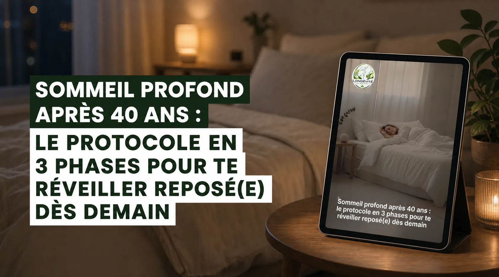 Présentation du guide Sommeil profond après 40 ans : le protocole en 3 phases pour te réveiller reposé(e) dès demain